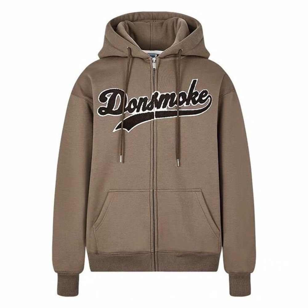 Donsmoke Brown College Logo Drawstring Hoodie Size S